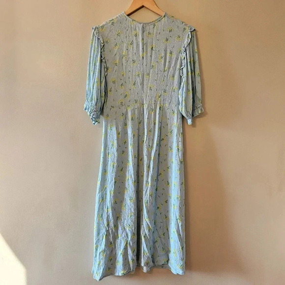 Faithfull The Brand Jea Marie Puff Sleeve Feminine Midi Sundress Dress Sz Small - Picture 12 of 16